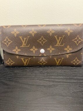Louis Vuitton Emily Wallet Monogram Canvas Red Interior Long Wallet Authentic